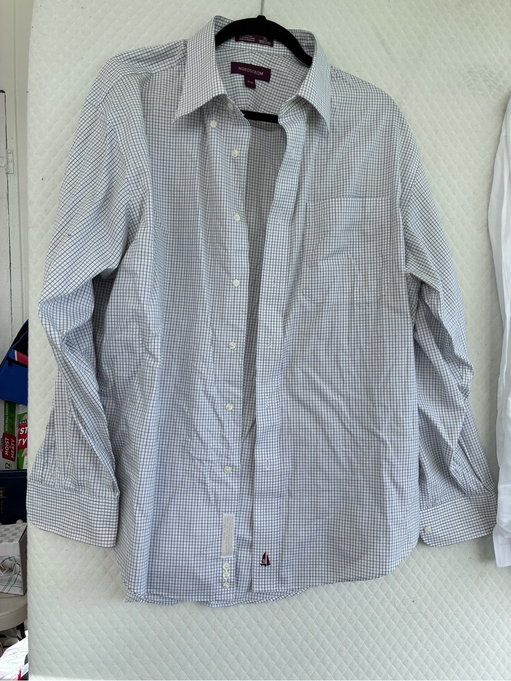 Nordstrom Men’s Light Blue and White Micro-Check Dress Shirt